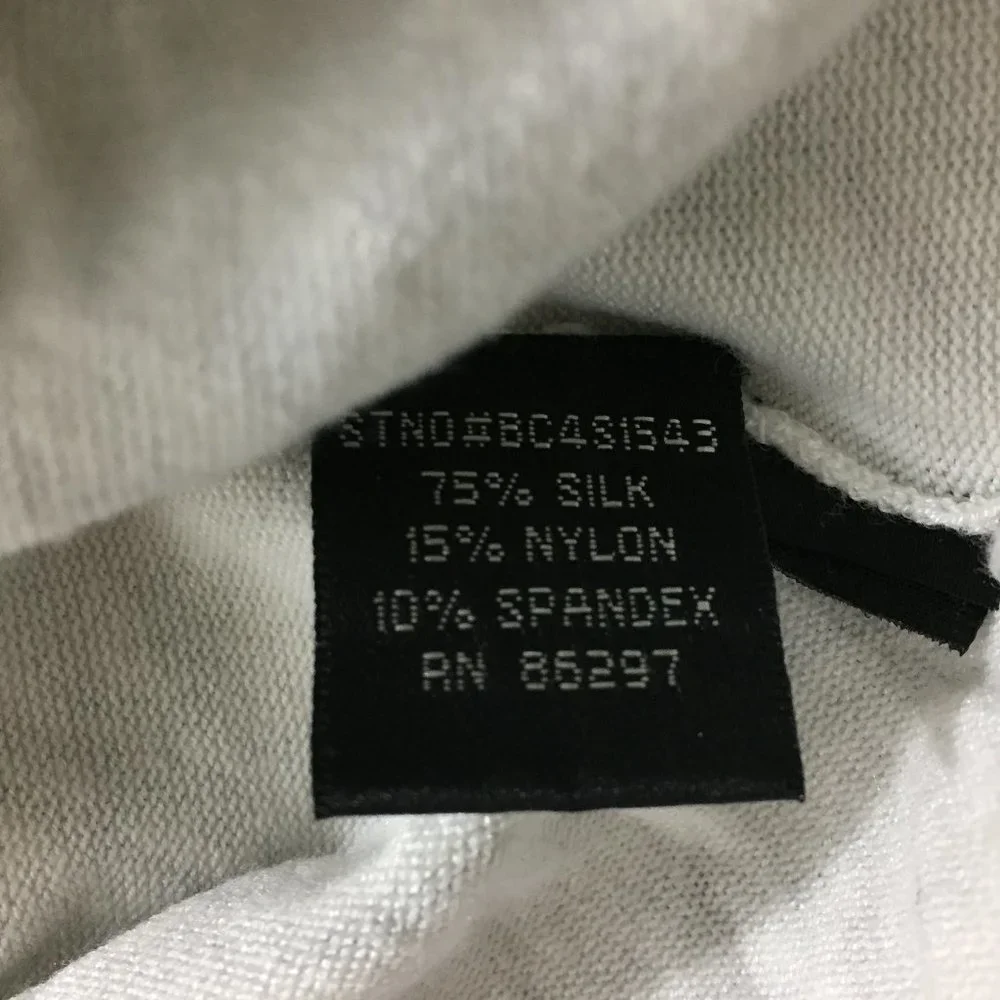 BCBGMAXAZRIA White Black Beads Floral Print Purple Trim Silk Blend Sweater - Picture 3 of 15